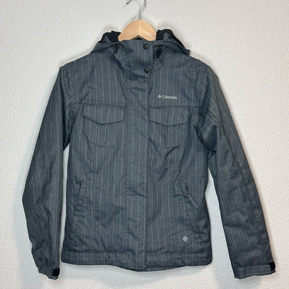 Columbia Grey Striped Omni Tech Full-Zip Hooded Jacket - Women's XS
